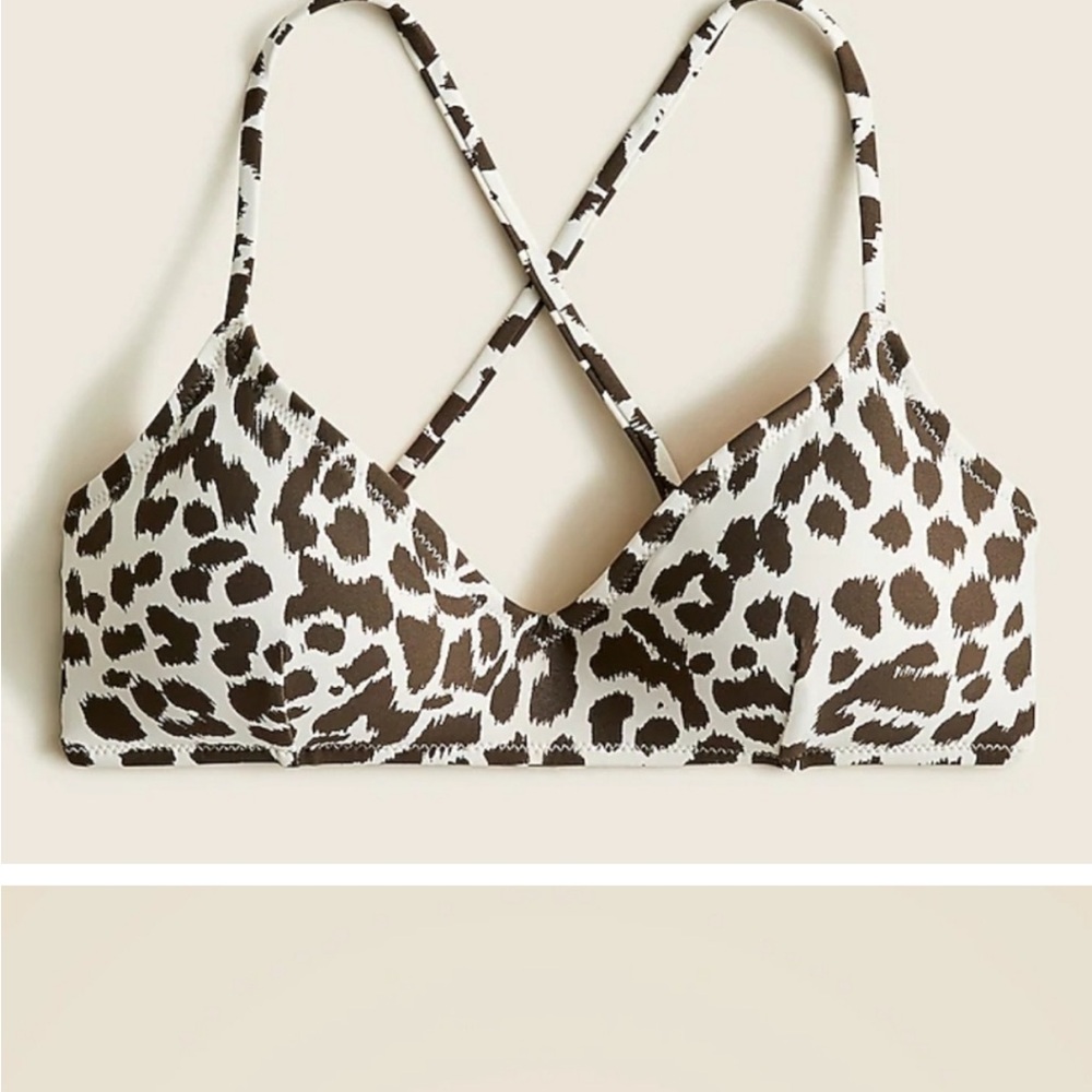 NWT J. Crew french bikini top in leopard, size XL